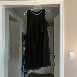 Black chiffon dress with silver detail